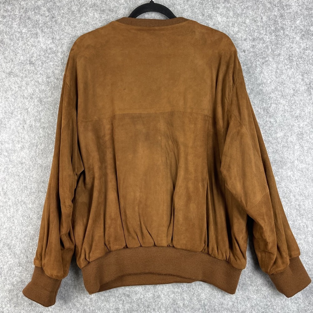 VTG Ralph Lauren Suede Leather Pullover‎ Womens 12 Brown Quiet Luxury 80s 90s - Picture 9 of 16